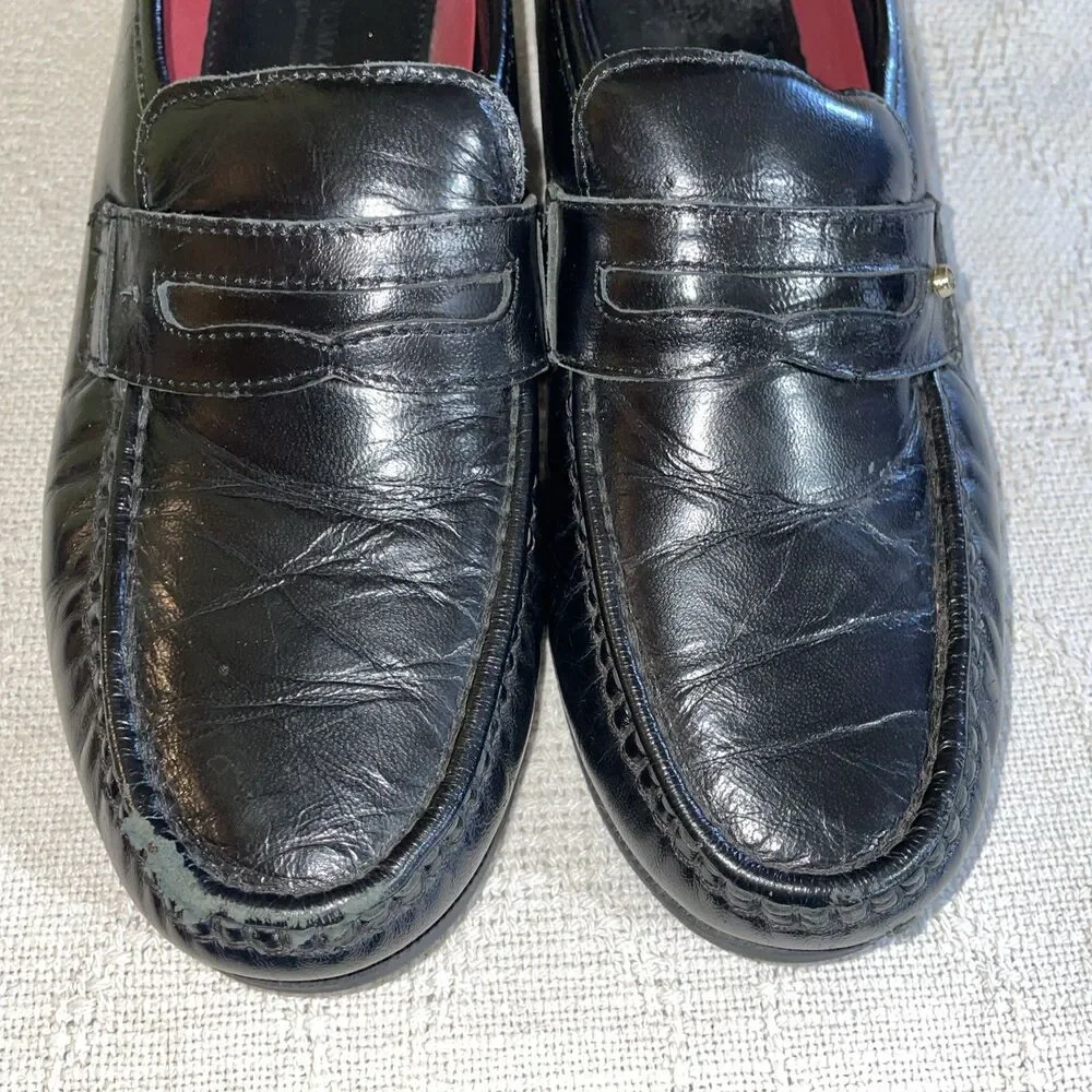 John Romaine Men’s Dress Loafers Size 8.5 M Black Leather Business Formal City